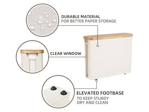 StorageWorks Toilet Paper Storage with Bamboo Lid, Toilet Paper Holder Basket for Up to 9 Mega or 12 Regular Size Rolls, Medium Paper Storage Baskets for Bathroom, Beige, 1 Pack - color: Beige, size: Medium