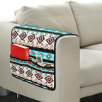 Blue Aztec Tribal Geometry Print Armrest Cover for Sofa Control Holder Sofa Armrest Organizer for Magazine, Tablet, Phone, iPad Chair Arm Covers 44x20 inch Couch Cover - color: Blue Aztec Tribal Geometry