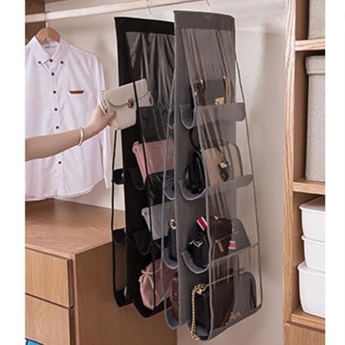 AARAINBOW 1 Pack Hanging Handbag Purse Organizer for Closet, Womens Purse Storage Organizers, Hand bag Organizer Holder, Wardrobe Purse Organizer 8 Pockets Space Saving 41 L x 13.5W (B-Black) - color: B-Black