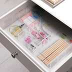 Briwooody Acrylic Drawer Organizer Clear Desk Drawer Organizer Trays with Adjustable Compartments Desk Accessories for Office Stationery Makeup Silverware Bathroom (Non Expandable) - style: Non Expandable