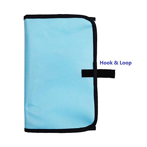 Travel Foldable Jewelry Rolls Bag Hanging Jewelry Organizer with 9 Zippered Clear Pockets Storage Pouch with Rotatable Hanger (BLUE) - color: BLUE