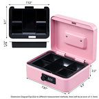 KYODOLED Medium Cash Box with Combination Lock Safe Metal Money Box with Money Tray for Security Lock Box 7.87x 6.30x 3.54Inch Pink Medium - color: Pink, size: Medium