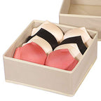 DIOMMELL 4 Pack Foldable Cloth Storage Box Closet Dresser Drawer Organizer Fabric Baskets Bins Containers Divider for Clothes Underwear Bras Socks Clothing,Beige 400