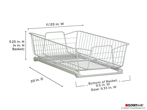 ClosetMaid Pull Out Cabinet Organizer, Heavy Duty, Slide Out Pantry Shelves Drawers for Kitchen, Bathroom, 5.25" H x 11.13" W x 20" D, White - color: White, size: 11-Inch One Tier
