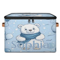 Custom Storage Basket with Name, Personalized Storage Bins with Zipper Lid, Foldable Fabric Storage Box Large capacity with Handle Balloon Bear - color: Option 17