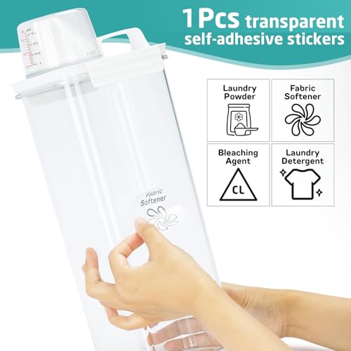 Laundry Detergent Dispenser-1 Pack, Detergent Dispenser with 4 Removable Labels, Laundry Soap Dispenser for Laundry Room Organization and Storage, BPA Free & PET Plastic Clear (98 oz) - size: 98 Fl Oz (Pack of 1)