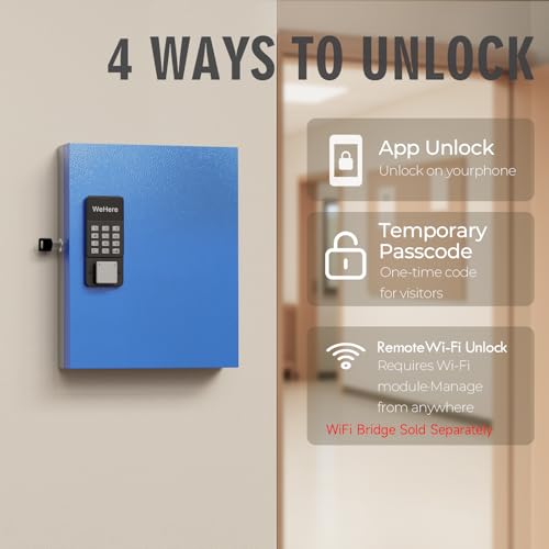 32-Key Smart Key Lock Box Wall Mount – Commercial Key Cabinet with App, Keypad, Bluetooth & WiFi Unlock (Sold Separately), Access Log Tracking, Key Management System for School, Office - size: 32 keys (Smart)