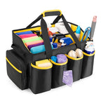 PGmoon Extra-Large Cleaning Caddy Organizer with Handle, Cleaning Supplies Tote Bag Built-in Support Boards, Cleaning Tool Organizer for Cleaners, Housekeepers, Kitchen Cleaning Supplies