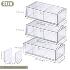 Acrylic Pencil Drawer with Removable Dividers Clear Pull Out Pen Drawer Organizer Stackable Bathroom Organizer for Makeup, Cosmetics, Office Supplies,3 Pack