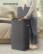 SONGMICS Laundry Basket, 26.4 Gal. Laundry Hamper, Easy Assembly, with Lid and Handles, Removable Liner, 16.5 x 12.6 x 29.5 Inches, Ink Black ULCB811BH01 - color: Ink Black, size: 100 L (1-Section)