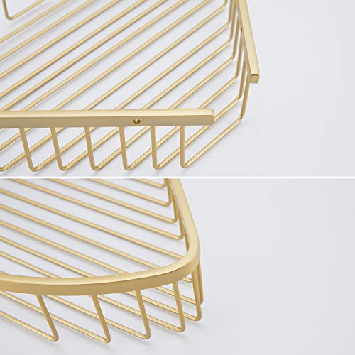 Bathroom Shower Caddy Corner Shelf Basket, Corner-Hollow Design, Ultra Sturdy Rust-Proof Stainless Steel Shelf Organizer Shampoo Holder, Wall Mounted Storage Rack for Bathroom, Brushed Gold - color: Gold, size: Hollow Corner (1 Pack)