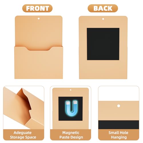2 Pack Magnetic File Holder - Paper Holder, Pocket Organizer,Hanging Wall File Organizer Office Supplies Storage, Magazine Mail Organizer Case for Notebooks,Planners,Letter (Orange) - color: Orange Holder-2L