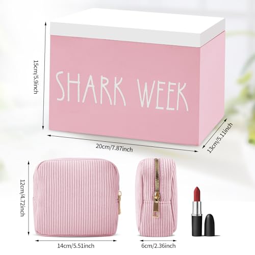 Tampon Holder and Feminine Products Organizer for Bathroom, Shark Week Storage, Dispenser, Farmhouse Container, Accessories Box for Girl Stuff