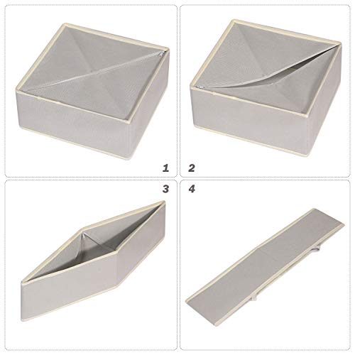 DIOMMELL Set of 4 Foldable Cloth Storage Box Closet Dresser Drawer Organizer Fabric Baskets Bins Containers Divider for Clothes Underwear Socks Lingerie Clothing, Grey 40-0000 - color: Light Grey
