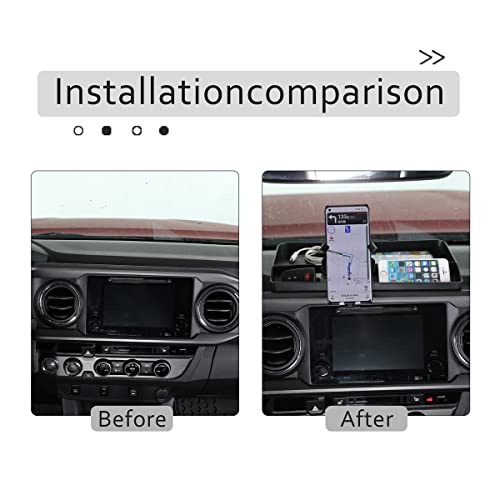 CHEAYAR Portable Electronic Device Mount for Tacoma 2016-2023, Dashboard Organizer Tray with Phone Holder, Storage Box Container for Key Card Navigation Sunglasses