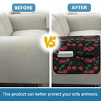 Red Cherry Print Couch Arm Covers with 2 Organizer Pockets Soft Couch Protector Anti-Slip Slipcovers for Pet Armchair, Loveseat, Recliner - color: Red Cherry
