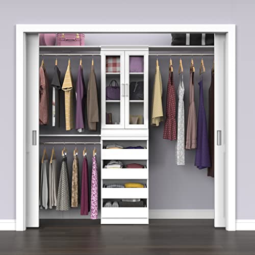 ClosetMaid Modular Storage Pair Set, 2 Glass Pane Doors, Wood Closet Organizer Shaker Style, Add On Accessory for Shelf Units, White, 34.88" H x 21.02" W x 1.81" D - color: White