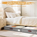 Criusia Under Bed Storage Bins with Clear PVC Lids – 4 Pack Large Underbed Organizers with Heavy-Duty Handles, Reinforced with 800G PP Panels & 80G Non-Woven Fabric – Waterproof & Foldable, Gery - color: 4 Pack Gery