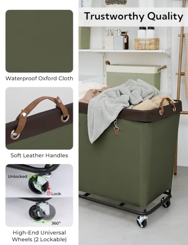 StorageWorks 320L Laundry Basket with Wheels, Extra Large Rolling Hampers for Clothing Organizer, Dirty Clothes Basket for Hote, Home, Closet, Dorm, Green - color: Green, size: 320L