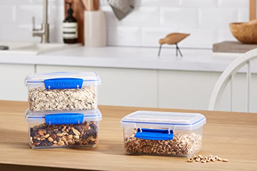 Sistema KLIP IT Rectangular Collection Food Storage Container, 33.8 oz./1.0 L, Clear/Blue, 3 Count - size: 3-Piece (33.8 oz), style: Set of 3