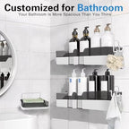 2-Pack Shower Caddy, Separable Shower Organizer with Soap Dish and Hooks, No Drilling Double Layer Shower Shelf, Used for Bathroom and Kitchen (Black) - size: Shower Caddy + Soap Dish