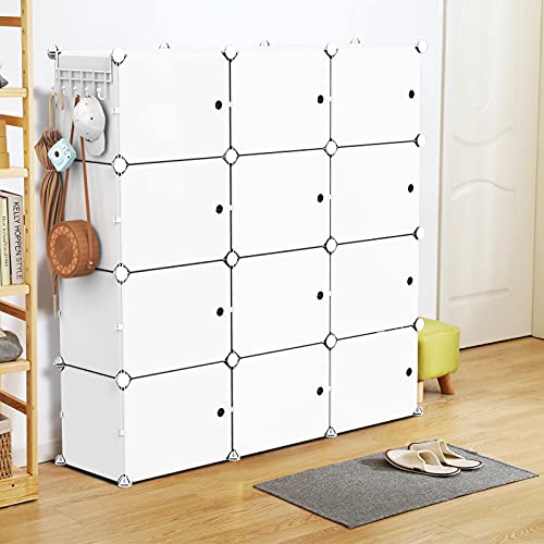 VTRIN Portable Shoe Rack Organizer 48 Pair Tower 4 Tiers for Entryway Shelf Storage Stand for Heels Boots Slippers Cabinet Narrow Standing Stackable Space Saver White - color: White+white Door
