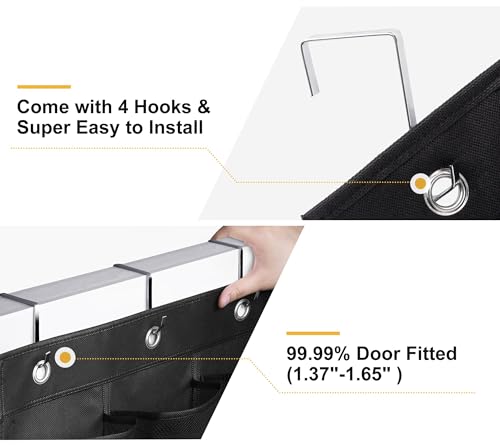 35 Large Pockets Over The Door Shoe Organizer, Hanging Shoe Organizer for Closet, Premium Clear Shoe Rack for Door, Shoes Hanger Organizers Storage Holder for Back of Door and 4 Metal Hook Black - color: Black, size: 35 Pockets