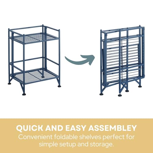 Convenience Concepts Xtra Storage Shelves - 2 Tier Folding Metal Organizer Shelf for Office, Closet, Laundry Room, Garage, Kitchen, Bathroom, & Bedroom, No Tools Assembly, Cobalt Blue - color: Cobalt Blue