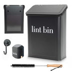 Magnetic Laundry Lint Bin for Dryer | Wall-Mounted Small Trash Can for Laundry Room | Includes Magnetic Hook & Lint Brush | Space-Saving Magnetic Laundry Trash Can | Matte Black - color: Matte Black