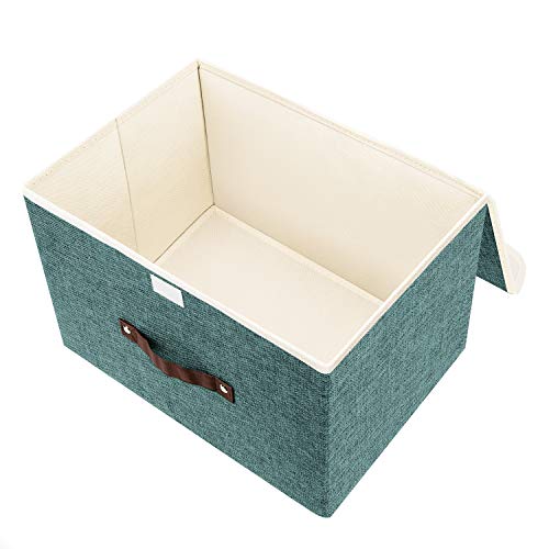 TYEERS Collapsible Storage Boxes, Washable Fabric Storage Bins with Lids, 14.9x9.8x9.8 inches, 2 Pack, Aqua Deep - color: Aqua Deep, size: 2-pcs 14.9x9.8x9.8 in