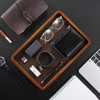 ProCase Wooden Valet Tray for Men, Wood Catch-All EDC Organizer, Nightstand, Entryway Bedside Dump Holder, for Wallets, Keys, Watches, Phones, Loose Change, Trinkets -DarkBrown - color: Dark Brown