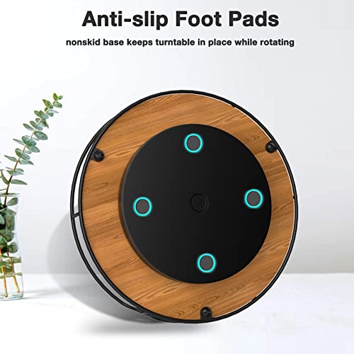 Lazy Susan Turntable Organizer with Anti-Slip Mat for Cabinet Pantry Kitchen Countertop Refrigerator Office, Pine Wood, 10", Carbonized Black - color: Carbonized Black, size: 10''