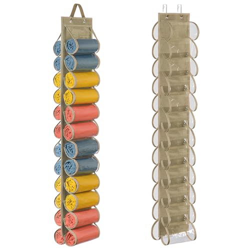 Lirex Scarf Storage Organizer with 24 Pockets, Yoga Legging Storage Organizer for Family Closet Bedroom, Light Coffee - color: Light Coffee