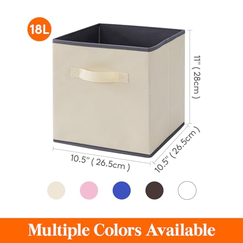 Lifewit Storage Cubes, Foldable Decorative Fabric Storage Baskets for Organizing Home Organizers with Handles for Shelves, Closet, 11 Inch Bins, 18L Beige, 12 Packs - color: Beige, size: 12pcs-11INCH