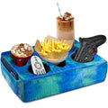 Couch Cup Holder Pillow, 5 Hole Couch Drink Holder! Keep Drinks Hand Side and Keep Temp, Prevent Spills and Use Anywhere. Cup Holder for Couch, Bed, Camping, RV, Car, Beach. Blue - color: Blue