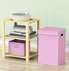 Simple Houseware Foldable Laundry Hamper Basket with Lid, Pink - color: Pink