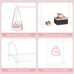 Kids Clothing Rack, Small Clothes Shelf with Metal Storage Shelf, Kids Dress Up Storage Rack, (White) - color: White