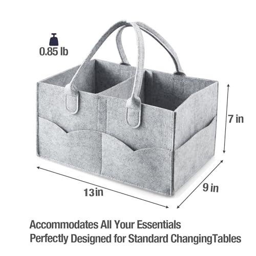 PandaEar Baby Diaper Caddy Organizer, Portable Diaper Holder Organizer Nursery Storage Basket for Wipes & baby stuff, Collapsible Baby Organizer with Divided Design (Grey) - color: Grey
