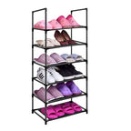 6 Tier Metal Structure Free Standing Shoe Rack for Small Space Entryway, Bedroom, Closet, Narrow Vertical Shelf Organizer for Space Saving Storage - size: 6 Tier