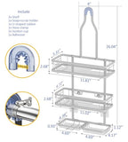 OMAIRA Shower Caddy Hanging with Soap Scrub Holder, Stainless Steel Adjustable No Drilling Non-Slip Large Capacity Sturdy Over Shower Head Shower Organizer Inside Shelves Bathroom Storage Rack, White - color: White