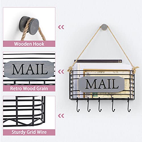 SRIWATANA Mail Holder Wall Mount, Mail Organizer Key Holder for Wall, Small Size, Weathered Grey - color: Weathered Grey, size: Small