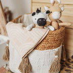 Crane Baby Boho Safari Nursery Decor Baby Storage Bin, Cotton & Jute Collapsible Fabric Basket Organizer, 13X12 Jute 13 X 12 Inches Beige - size: 13 x 12 Inches, style: Jute