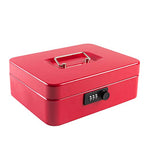 KYODOLED Large Cash Box with Combination Lock Safe Metal Money Box with Money Tray for Security Lock Box 9.84"x 7.87"x 3.54" Red Large - color: Red, size: Large