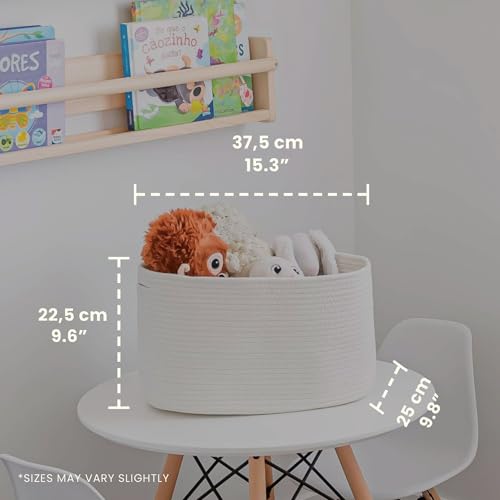 OrganiHaus Rope Baskets for Shelves - Set of 3 Woven Storage Baskets for Organizing, Closet & Toy Storage - Off-White - 15x9x10 - color: Full Off-White