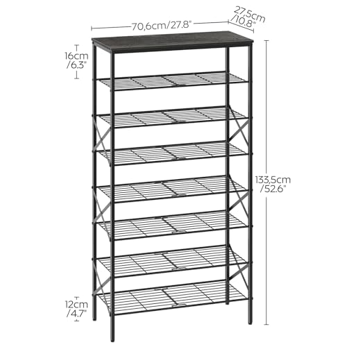 YATINEY 8 Tier Shoe Rack, Large Capacity Shoe Storage Organizer Holds 32 Pairs, Sturdy and Stable, for Entryway, Hallway, Closet, Dorm Room, Charcoal and Black SS08BC - color: Charcoal + Black, size: 27.8" x 10.8" x 52.6"