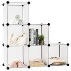 Tangkula 6 Cubes Storage Organizer, DIY Plastic PP Closet Cabinet w/Rustproof Steel Frame, Portable DIY Modular Storage System w/Hammer for Toys, Books, Shoes Indoor Use