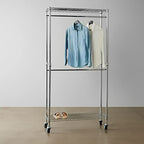 Amazon Basics Adjustable Clothes Rack for Handing, Double Hanging Rod Garment Rolling Closet Clothing Organizer, Chrome, 36'' x 14'' x 72'' - color: Chrome
