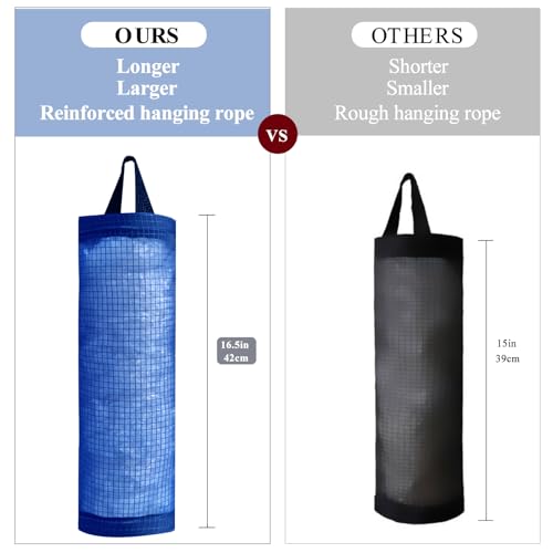 TOGETRUE Plastic Bag Holder, Mesh Grocery Bag Holder Hanging Storage Bag Dispenser (Navy Blue 2 Packs) - color: Navy Blue 2 Pack