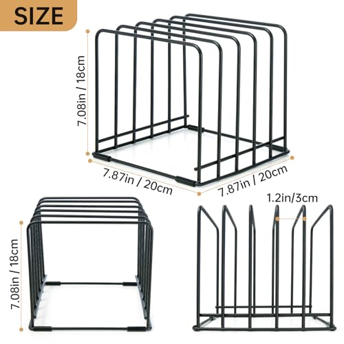 Cutting Board Organizer,Kitchen Cabinet Organizer,Divided Rack with 5 Slots for Baking Trays,Space-Saving Kitchen Storage for Cutting Boards, Cookie Sheet, Thin Pans and Baking Sheets Holder (1pcs) - color: Black-1pcs