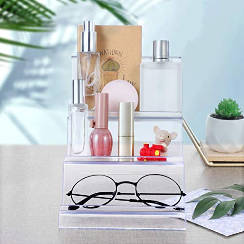 DOITOOL Clear Acrylic Purse Display Stand Holder Wallet Stand 3 Tier Handbag Purse Display Stand Glasses Holder Jewelry Display Riser Shelf for Home Decoration and Organizer - size: 3 Tier